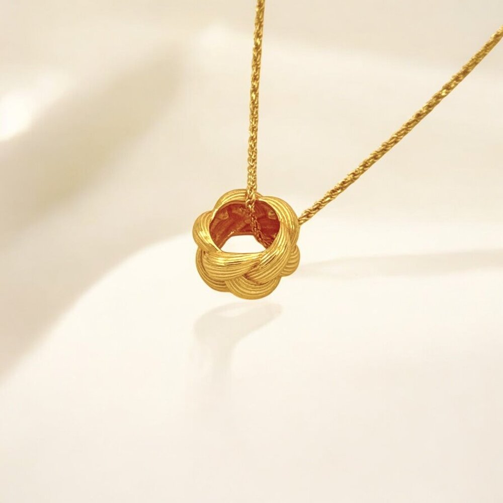 Tulle Textured Gold Woven Pendant Necklace - Twill